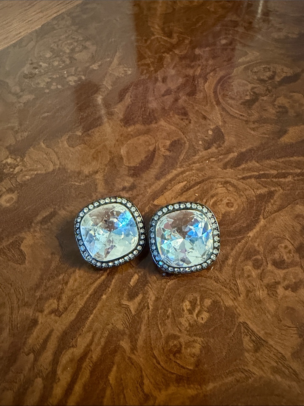 Crystal Halo Cushion Stud Earrings - Clear